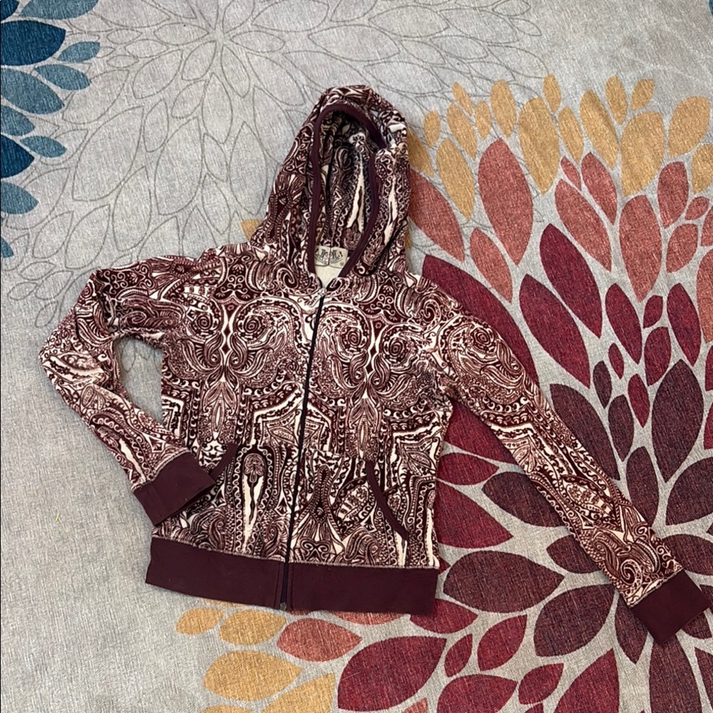 Rare Juicy Couture velvet velour paisley hoodie Jacket M
